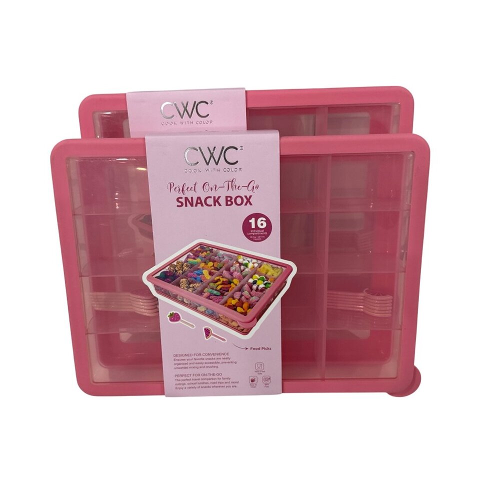 CWC (2-PACK) Pink Perfect On-The-Go Snack Box With 16 Compartments & Food Picks - Picture 4 of 8